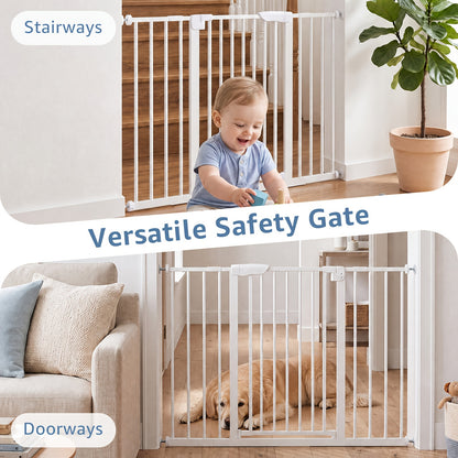 Pressure Mount Baby Gate with Auto-Close Door, No-Drill Metal Safety Barrier for Doorways and Hallways, One-Hand Opening and 29-48 Inch Width Options