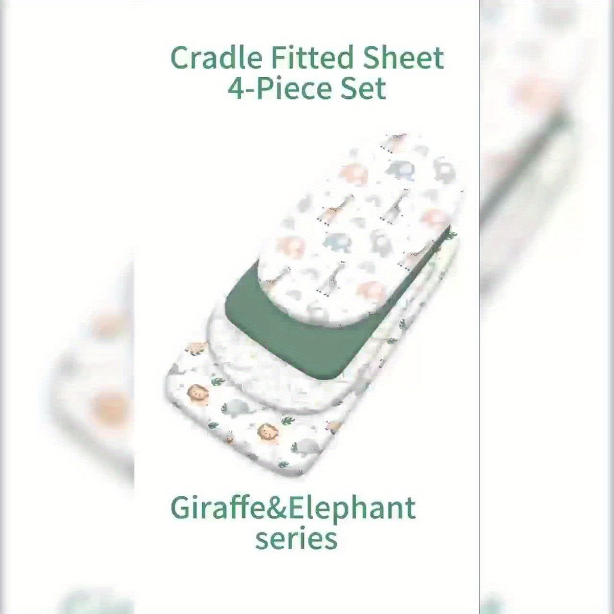Cradle Bassinet Fitted Sheet Set of 4, 33 x 20 x 4 Inches, Fits Oval Rectangular and Other Mattresses, Soft Skin-Friendly All-Season Fabric, Sheets Only No Mattress Included, Baby Nursery Bedding