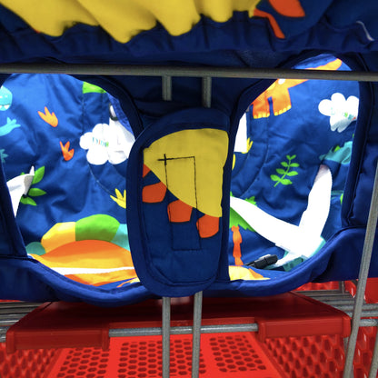 Cartoon Shopping Cart Seat Cover for Baby, Thick Padded High Chair Cushion with Front and Back Straps, Compact Carry Bag and Machine-Washable Design