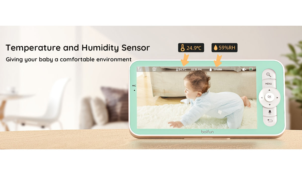 2K WiFi Baby Monitor with 5-Inch Screen and Camera, BOIFUN Nursery Video Monitor with Night Vision, Auto Tracking, Two-Way Audio and Smartphone App