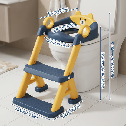 Adjustable High 2-in-1 Potty Training Toilet Seat with Non-Slip Step Stool, PVC Splash Guard Mat for Toddler Boys and Girls, Fun Holiday Gift for Halloween, Christmas and New Year