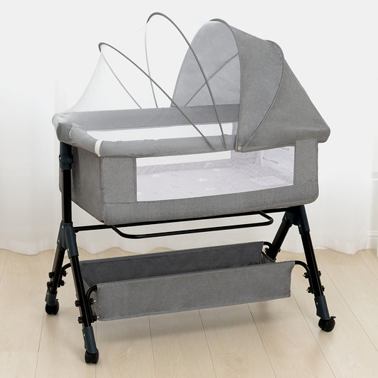 3-in-1 Baby Bassinet Bedside Sleeper with Wheels, Infant Cradle in Black, Gray or Pink with 17.61 lb Product Weight and Listed 33 lb Limit