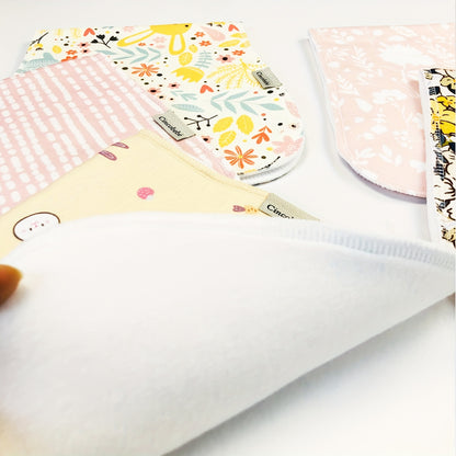 Contoured Burp Cloths 5-Pack for Newborn Feeding, Soft Absorbent Shoulder Burp Rags with Printed Pink, Blue and Mixed Color Style Options