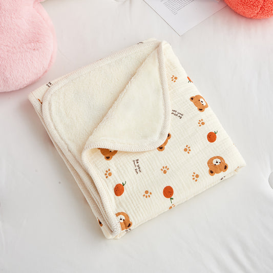 Minky Plush Baby Blanket with Muslin Backing, Double Layer Super Soft Blanket for Boys and Girls, 51x35 Inches Animal Print, Toddler Newborn Blanket, Great Baby Shower Gift