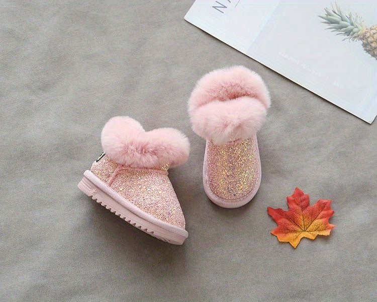 Kids Lined Snow Boots for Girls and Boys, Thickened Winter Footwear with Non-Slip Design, Grey, Black or Pink, Infant to Little Kid Sizes