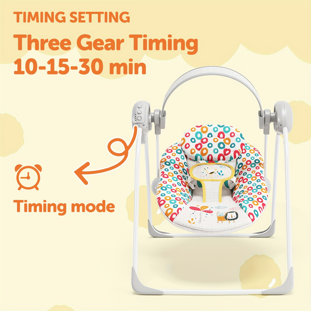 Infant Swing with Timer for Babies 0–6 Months, 6–20 lb, Portable Baby Swing for Indoor or Outdoor Use, with Multiple Color Options