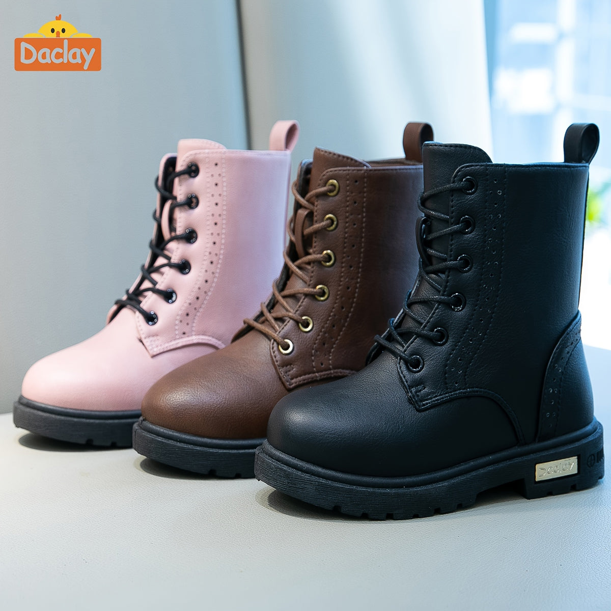 Boys Casual Boots in Black by Daclay, Solid-Color Slip-Resistant Outdoor Footwear for Toddler, Little Kid and Big Kid Fall and Winter Wear