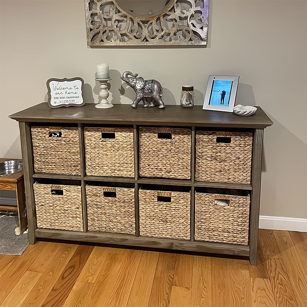 Handwoven Water Hyacinth Cube Storage Basket, Foldable 11 x 11 Inch Organizer for Shelves, Laundry and Everyday Home Clutter with Pack Options