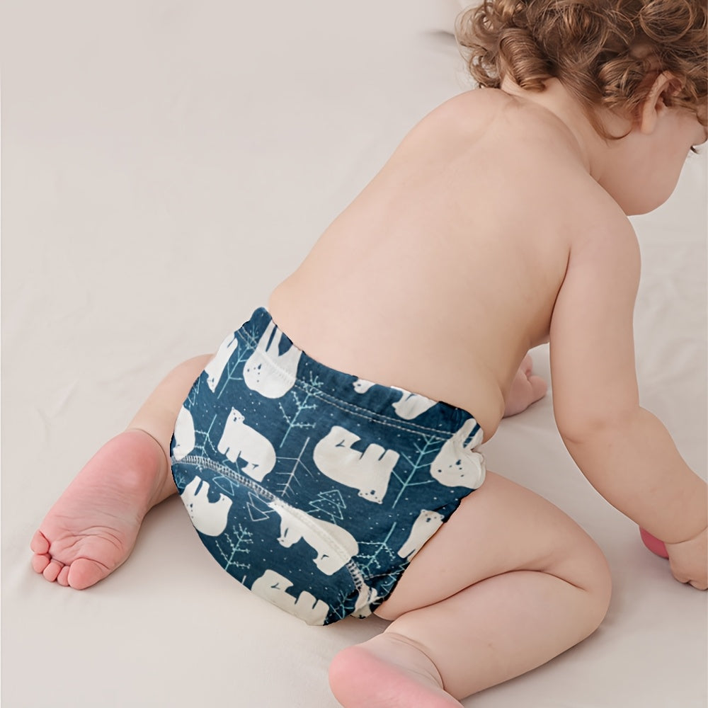 Cotton Toddler Diaper Training Pants 6-Pack with Underwater World or Pink Bunny Prints, Washable Reusable Absorbent Learning Underwear in Weight-Based Sizes