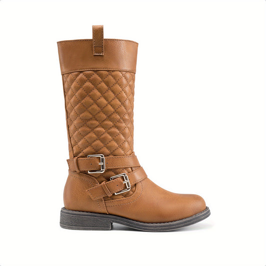 Girls' Knee-High Fashion Boots with Classic Riding Style for Toddler, Little Kid & Big Kid, Available in Black, Dark Brown & Sepia