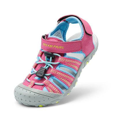 Closed Toe Kids Sport Sandals with Adjustable Straps, Breathable Water-Friendly Hiking and Beach Shoes for Toddlers, Little Kids and Big Kids