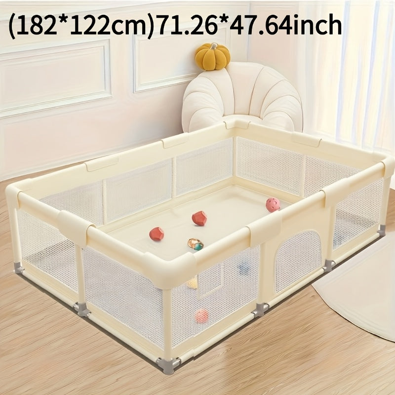 Baby Playpen with Breathable Mesh for Indoor and Outdoor Play, Large Kids Activity Yard in Beige or Gray with Multiple Size Options