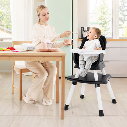 8-in-1 Baby High Chair with Activity Table, BABYJOY Convertible Feeding Seat with Removable Tray, Booster Mode and 5-Point Harness for Ages 6 Months to 6 Years