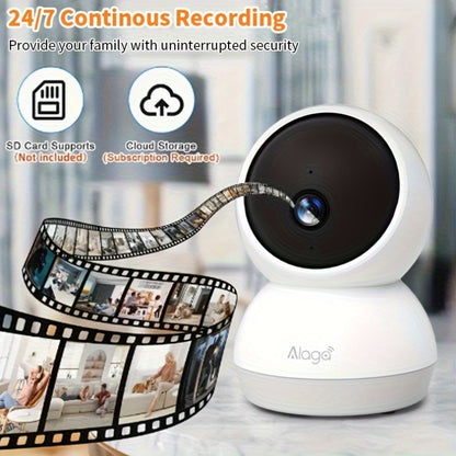 2K WiFi Indoor Security Camera with AI Motion Alerts, Night Vision, Two-Way Audio, 2.4G/5G Connectivity and Smartphone Monitoring for Home or Nursery