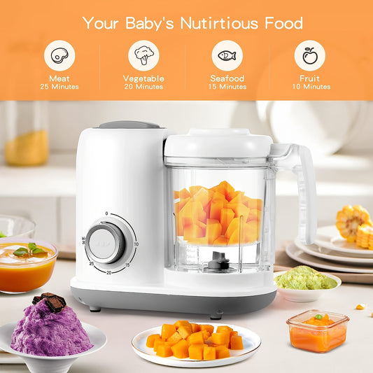 4-in-1 Food Processor, Grinder and Blender for Home Food Preparation, Multifunctional Kitchen Food Maker in White for Everyday Use