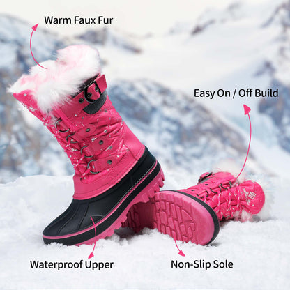 Waterproof Kids Snow Boots by DREAM PAIRS, Thermolite-Insulated Winter Footwear with One-Pull Bungee Laces for Toddler, Little Kid and Big Kid