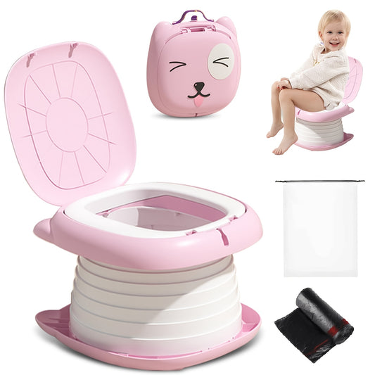 3-in-1 Portable Potty for Toddlers, Foldable Toilet Training Seat and Carry Chair for Car Trips, Camping, and Indoor or Outdoor Bathroom Use