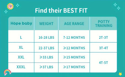 HOPE BABY Pull Ups Potty Training Pants, Premium Training Underwear 64-68 Count – Hypoallergenic Toddler Diapers for Sensitive Skin, Sizes L to XXXL, Comfortable Everyday Potty Training