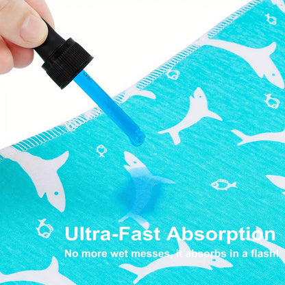 Large Baby Burp Cloths with Snaps, 6-Pack Soft Absorbent 3-Layer Spit-Up Rags, 18.5 x 8.7 Inch Shoulder Cloths in Shark or Water Ripple Styles