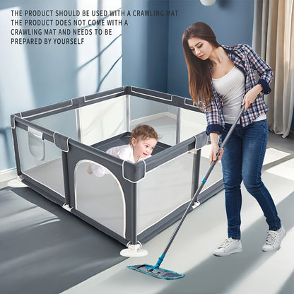 Mesh Baby Play Yard with 47.24 x 47.24 Inch Play Space, Indoor Outdoor Baby Playpen Fence for Toddlers in Grey or Black
