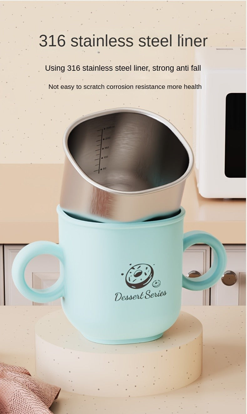 Toddler Straw Cup with 316 Stainless Steel Liner, 8.79 oz Handled Sippy Cup with Measurement Scale in Butter Yellow or Apple Green for Daily Drinks