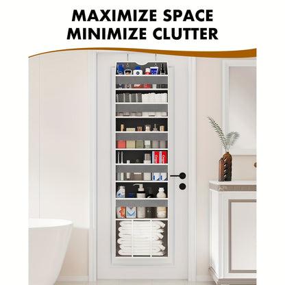 18-Pocket Hanging Door Organizer for Nursery Storage, 6-Shelf Swing-Proof Over Door Organizer, Clear Front and Side Pockets, Holds Up to 50LB, No-Drill Closet Bedroom Bathroom Storage
