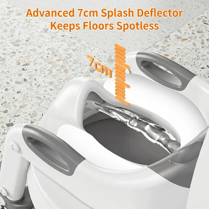 Toddler Potty Trainer, 2-in-1 Toilet Seat and Step Ladder, Adjustable Heavy-Duty Design with Anti-Slip Base for Boys and Girls