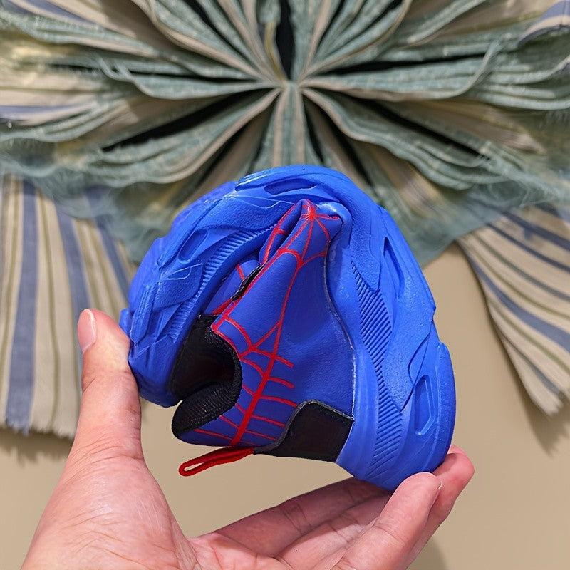Boys LED Light-Up Mesh Sneakers with Spider-Inspired Design, Red Blue or Black Casual Running Shoes for Toddler, Little Kid and Big Kid Sizes