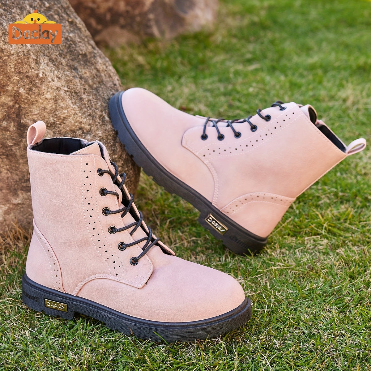 Boys Casual Boots in Black by Daclay, Solid-Color Slip-Resistant Outdoor Footwear for Toddler, Little Kid and Big Kid Fall and Winter Wear