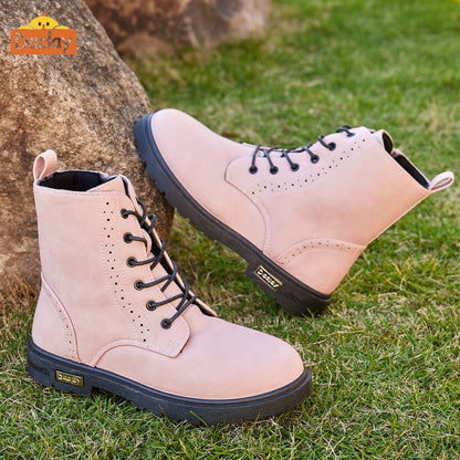 Boys Casual Boots in Black by Daclay, Solid-Color Slip-Resistant Outdoor Footwear for Toddler, Little Kid and Big Kid Fall and Winter Wear