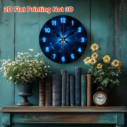 Silent Modern Wall Clock, 12-Inch Round Non-Ticking Battery-Powered 2D Flat Decorative Timepiece for Living Room, Kitchen or Dorm Room