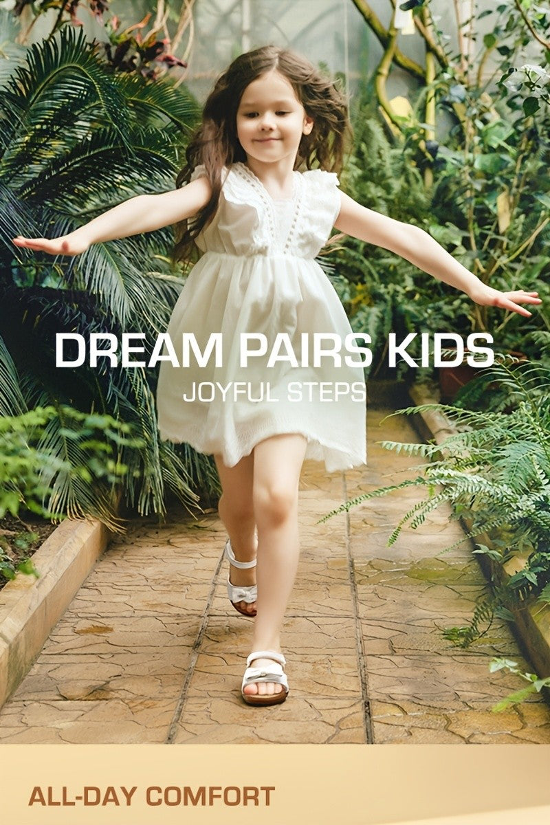 Girls Bow Sandals by DREAM PAIRS with Hook-and-Loop Fastener | Round-Toe TPR Sole Summer Shoes for Toddler, Little Kid and Big Kid Outings
