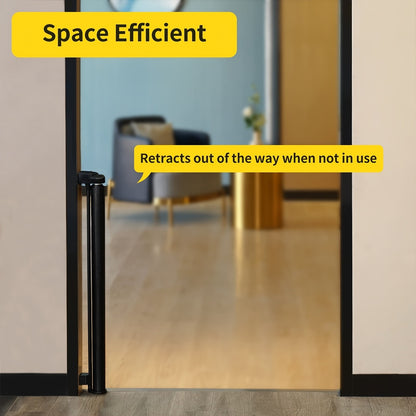 Retractable Mesh Baby Gate for Doorways, Hallways and Stairs, VERASTE Hardware-Mounted Expandable Barrier in 33-Inch and 41-Inch Height Options