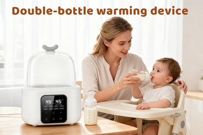 Dual Baby Bottle Warmer for Breast Milk and Formula, 6-in-1 Countertop Milk Heater with Timer, Defrost, Keep-Warm and Baby Food Jar Heating
