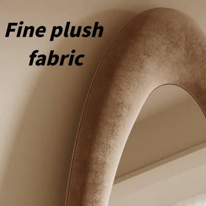 Full Length Mirror with Irregular Velvet Frame and Rounded Corners, Decorative Floor Mirror for Kids Room or Nursery in Six Colors