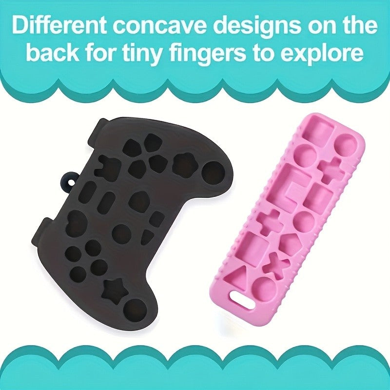 Silicone Baby Teething Toys with TV Remote and Game Controller Designs, Soft Chew Toys with Colorful Button Details for Supervised Play