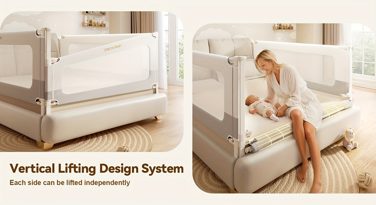 Adjustable Toddler Bed Rail Guard for Full, Queen or King Beds, 28-Inch-High Screw-Fix Bedside Safety Barrier in Four Length Options for Kids