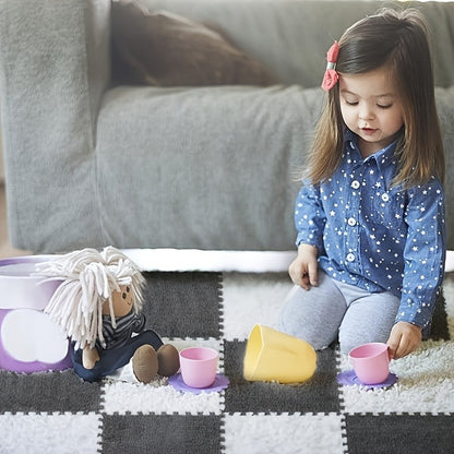 Interlocking Carpet Tiles, 38-Piece EVA Patchwork Floor Mat Set in Solid Colors for Living Room, Bedroom and Bay Window Home Decor