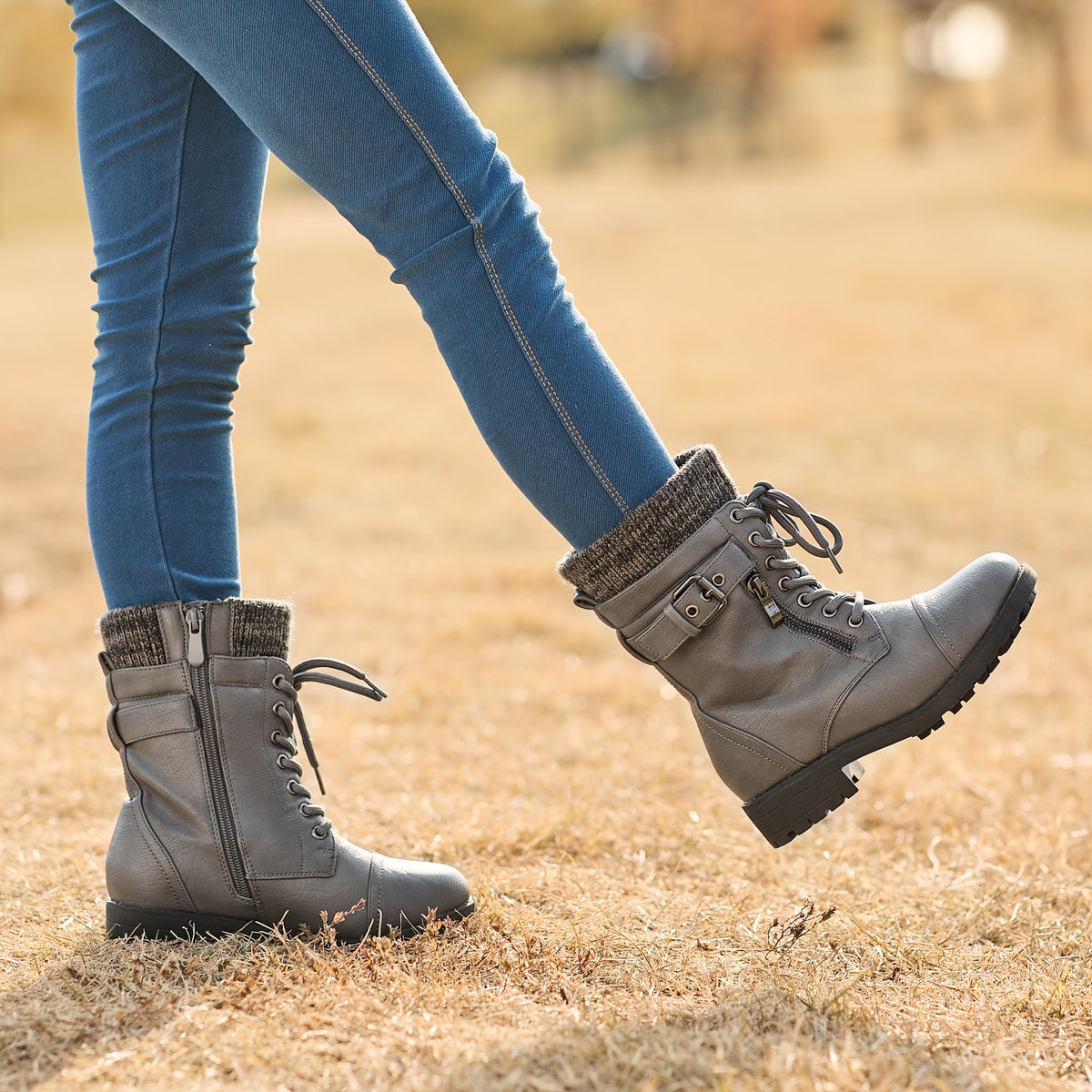 Girls' Lace-Up Western Boots, Mid-Calf Cowboy Style with Round Toe, PU/Fabric Upper and TPR Sole for Fall & Winter, Toddler, Little Kid & Big Kid Sizes