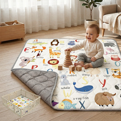 Foldable 50-Inch Baby Crawling Mat with Soft Padding, Machine-Washable Boho Playpen Floor Mat for Infants and Toddlers at Home