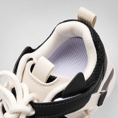 Toddler Geometric Sneakers with Breathable PU Upper, PVC Sole and Lace-Up plus Hook-and-Loop Closure, All-Season Casual Running Shoes for Ages 1-6