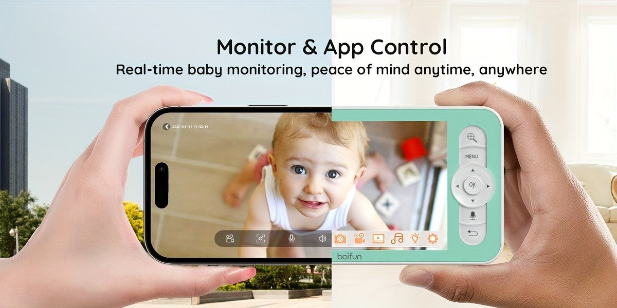2K WiFi Baby Monitor with 5-Inch Screen and Camera, BOIFUN Nursery Video Monitor with Night Vision, Auto Tracking, Two-Way Audio and Smartphone App