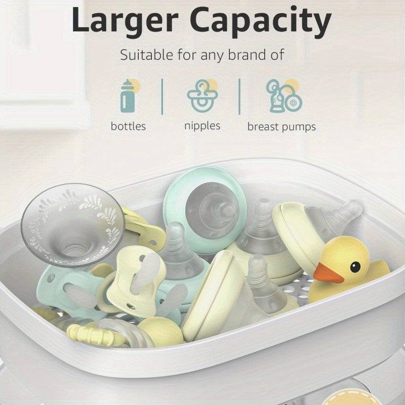 Baby Bottle Sterilizer and Dryer with One-Button Steam Operation, Countertop Feeding Accessory Organizer for Compatible Bottles and Pump Parts