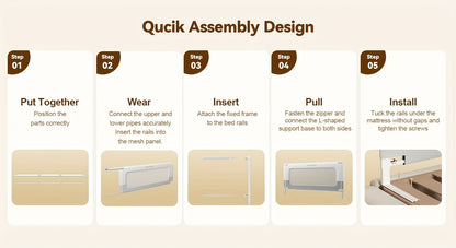 Adjustable Toddler Bed Rail Guard for Full, Queen or King Beds, 28-Inch-High Screw-Fix Bedside Safety Barrier in Four Length Options for Kids