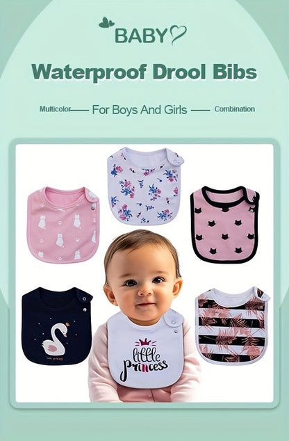 12-Pack Adjustable-Snap Baby Bibs for Feeding, Teething and Drool, Absorbent Bib Set for Boys and Girls, Everyday Infant Care