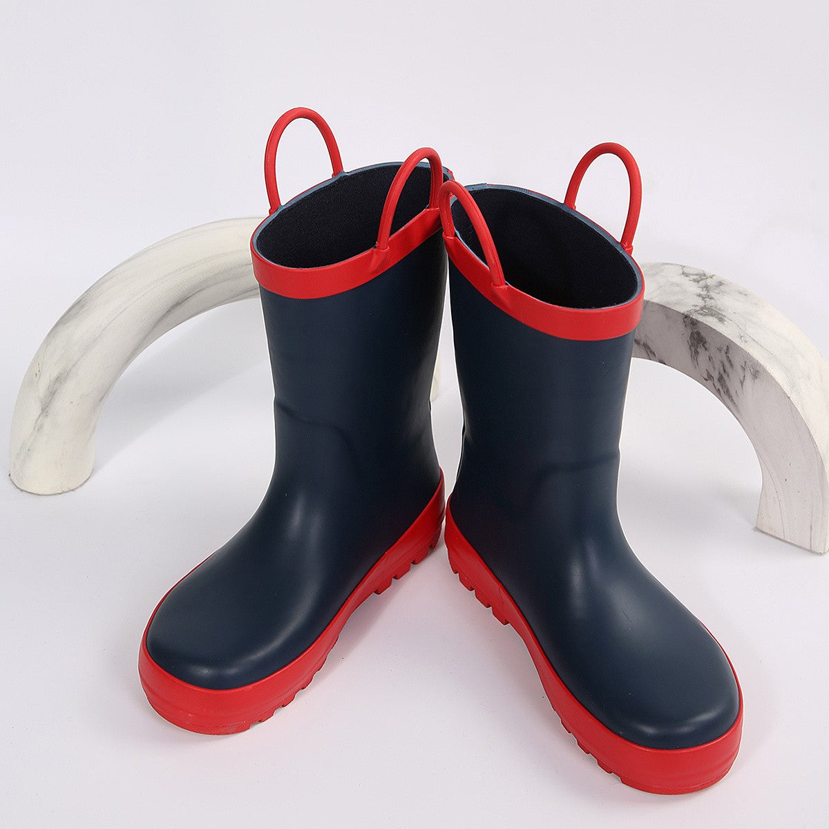 Pull-Handle Kids Rain Boots in PVC, Rainbow Unicorn and Other Color Options with Cartoon Details and Anti-Slip Sole for Toddler to Big Kid Rainy-Day Outings