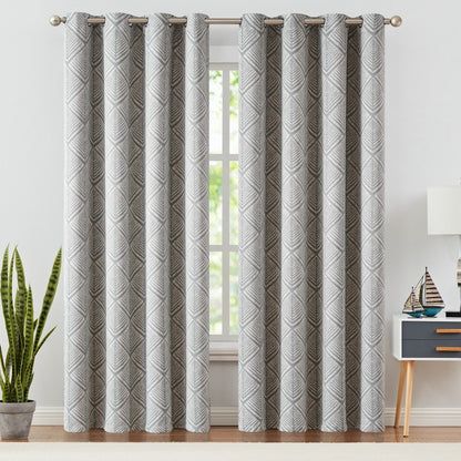 Washable Nursery Blackout Curtains, 2 Polyester Grommet-Top Panels with Thermal Lining in Blue or Matcha Green, Multiple Window Sizes
