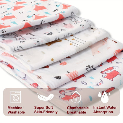 Printed Newborn Burp Cloths, 10-Piece Machine Washable Baby Washcloth and Burp Rag Set with Floral, Butterfly and Fox Style Options for Feeding