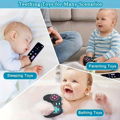 Silicone Baby Teething Toys with TV Remote and Game Controller Designs, Soft Chew Toys with Colorful Button Details for Supervised Play