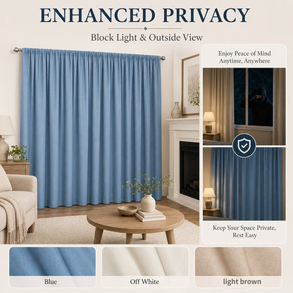 Blue Nursery Blackout Curtains 4-Panel Set, 52 x 63 Inch Coated-Lining Window Drapes with Four Hanging Methods for Bedroom Privacy